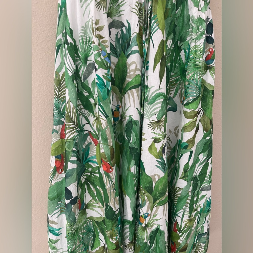 NWT Antonio Melani Victoria Tropical Print Poplin V-Neck Cap Sleeve Midi Dress - Picture 5 of 8
